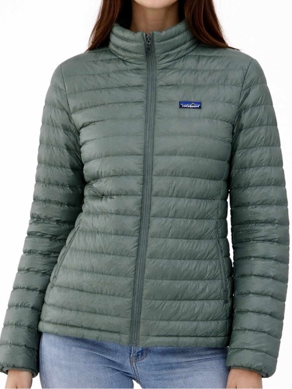 Patagonia Women's Down Sweater Puffer Jacket Down Fill Hemlock Green Sage XL